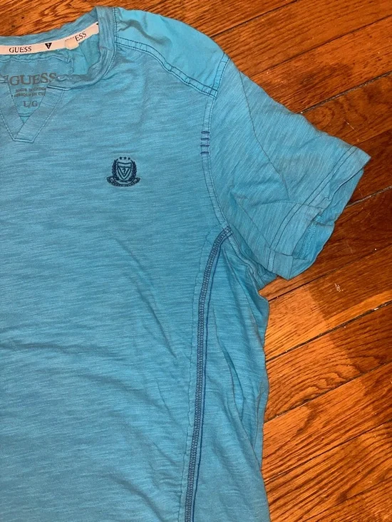Guess Men's Teal Johnny Collar Short Sleeve Tee - Picture 2 of 9